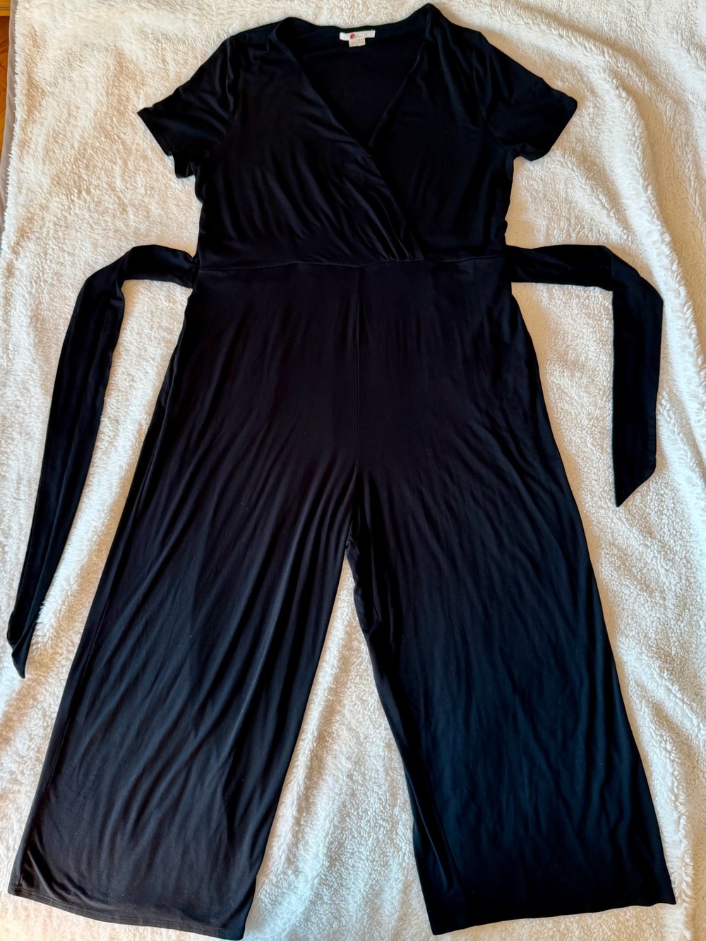 Biden Black Wrap Jumpsuit with Tie Waist